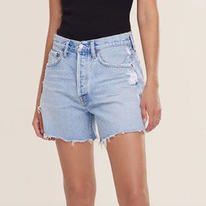 AGOLDE Parker Long Organic Cotton Denim Shorts (Parade Light Indigo)